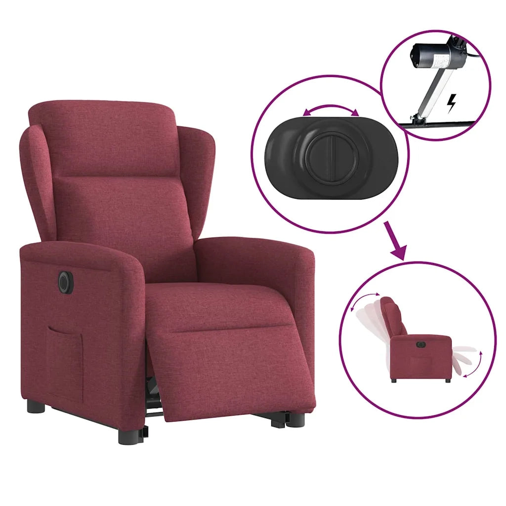 Poltrona Alzapersona Reclinabile Elettrica Rosso Vino Tessuto 3303157