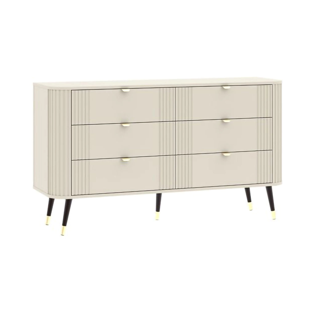 Lanola, Cassettiera 6 Cassetti, 138x40x80h cm Beige Cashmere