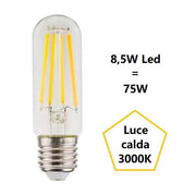 LAMPADINA TUBOLARE A LED 8,5W LUCE CALDA 3000K 1055 LUMEN E27 BOT LIGHTING