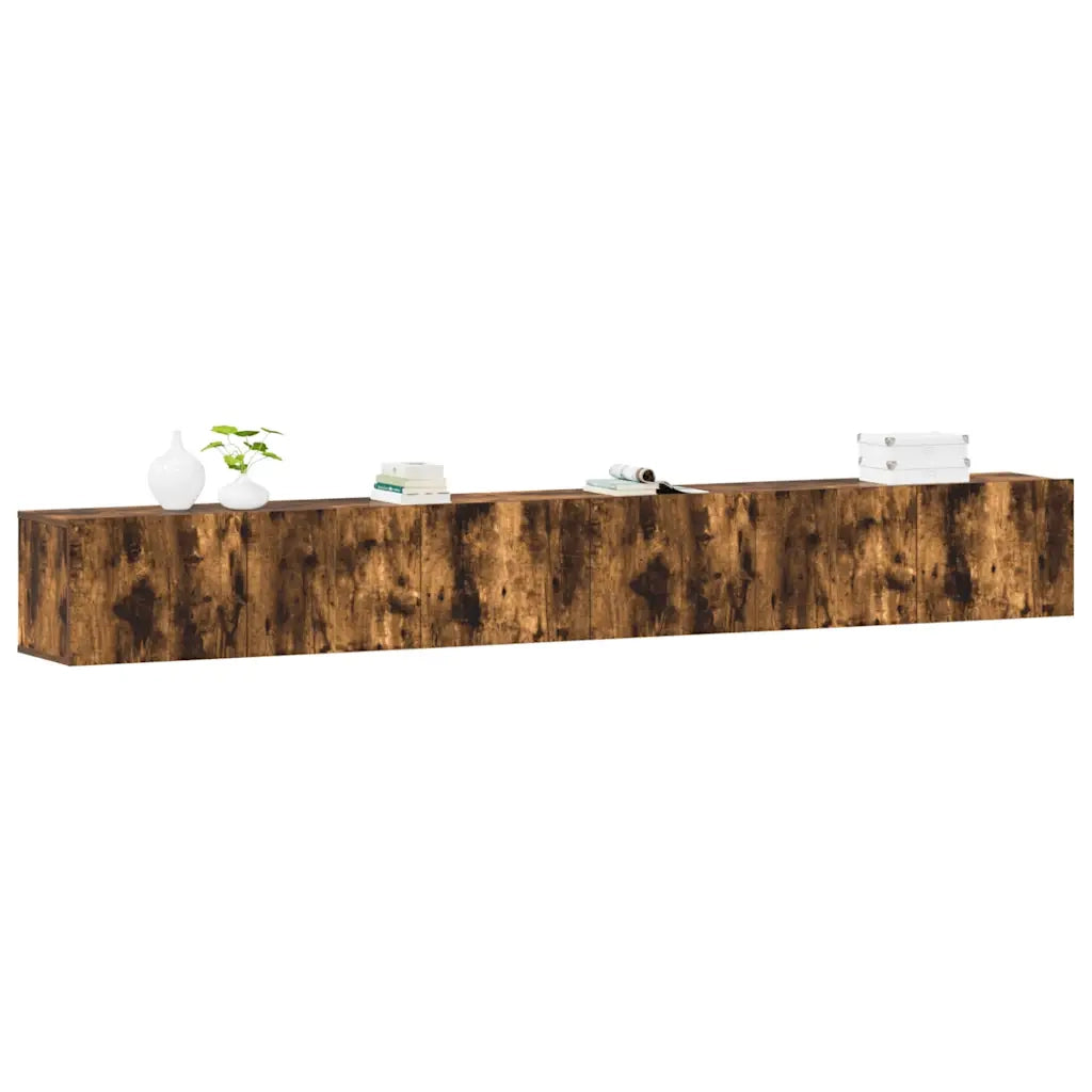 Set Mobili Porta TV 3 pz Rovere Fumo in Legno Multistrato 3114475