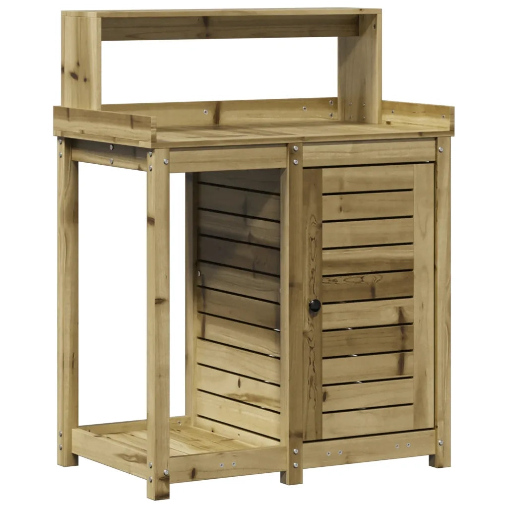 Tavolo Invaso con Ripiani 82,5x50x109,5cm Legno Impregnato Pino 832426