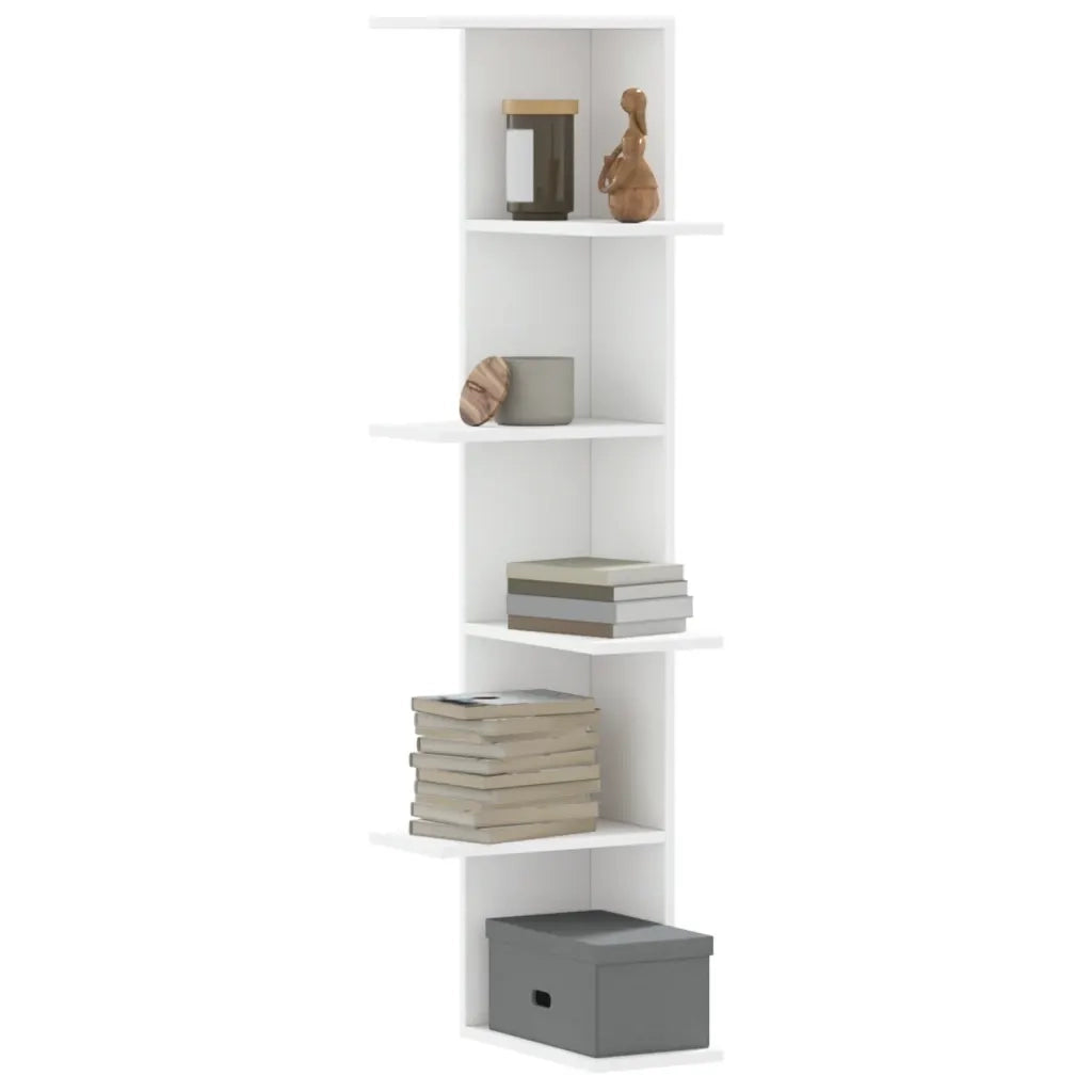 vidaXL Scaffale Angolare Muro Bianco 36,5x36,5x140cm Legno Multistrato