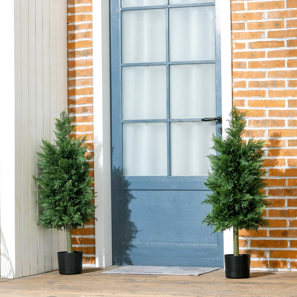 2 Piante Artificiali Cedro con Vaso ¨C zephmum ¨C Verde 38x12.5x90 cm
