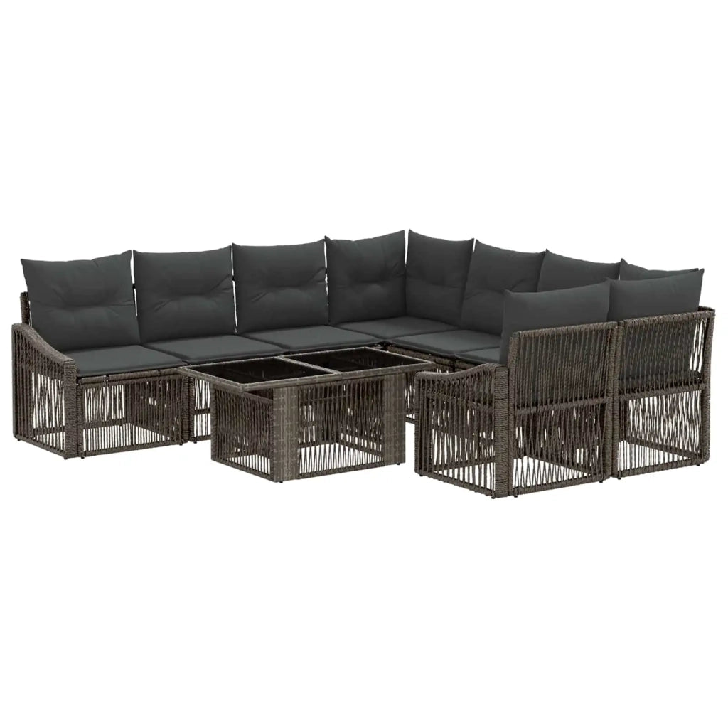 Set Divano da Giardino 9 pz Grigio e Grigio Scuro polyrattan 3437222