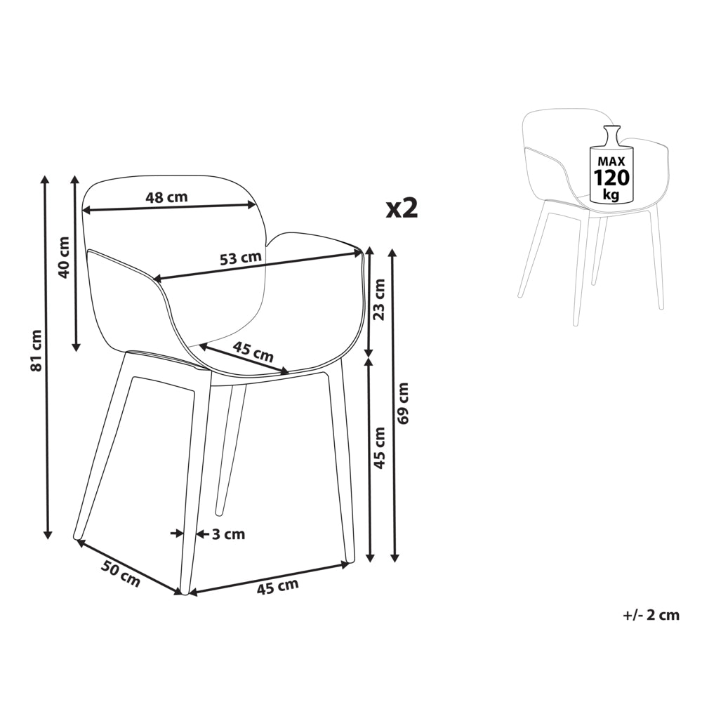 Set di 2 sedie da pranzo Sedute in plastica bianca Gambe in metallo per sala da pranzo cucina