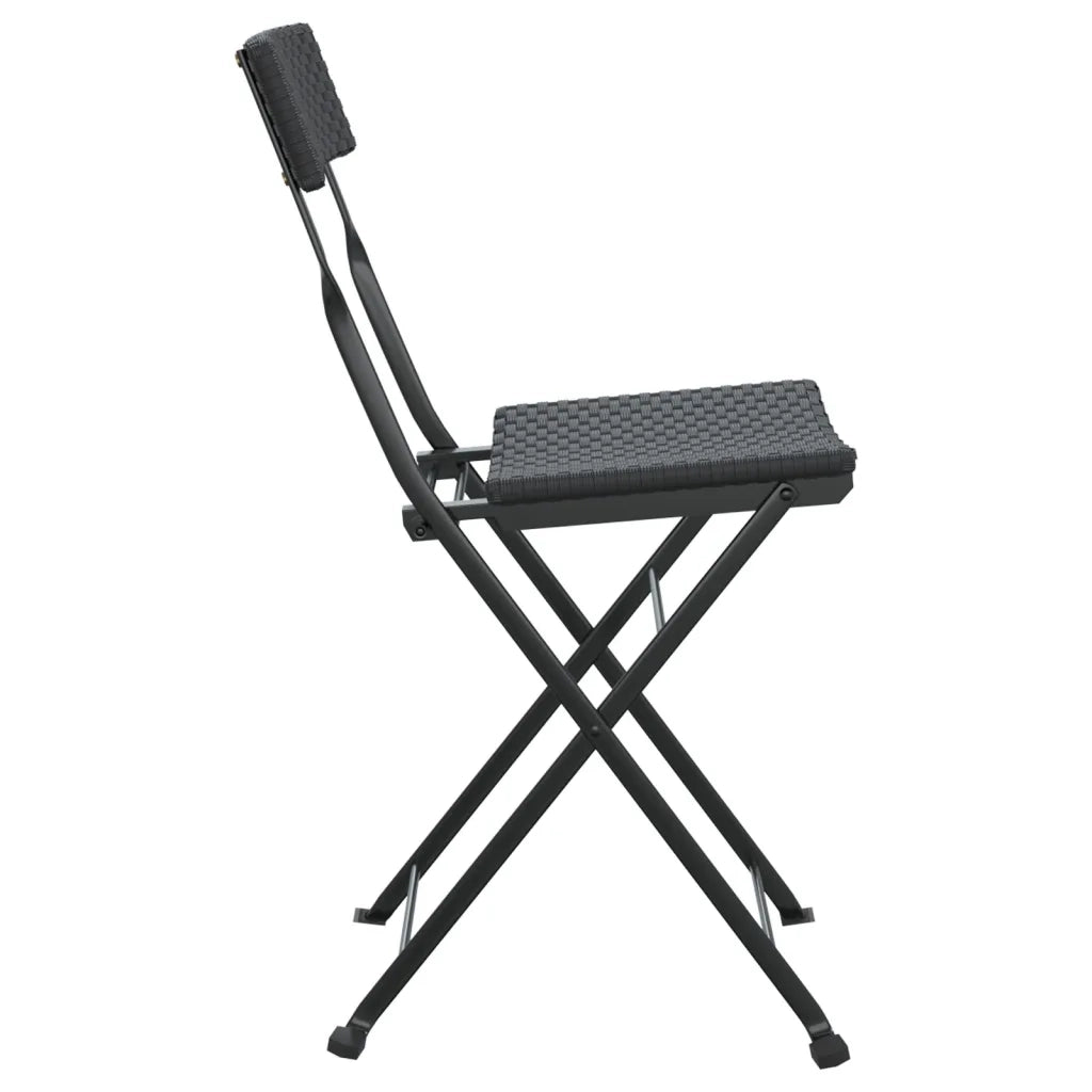 Sedie Pieghevoli da Bistr¨° 4 pz | Sedie da Esterno Nere Polyrattan e Acciaio