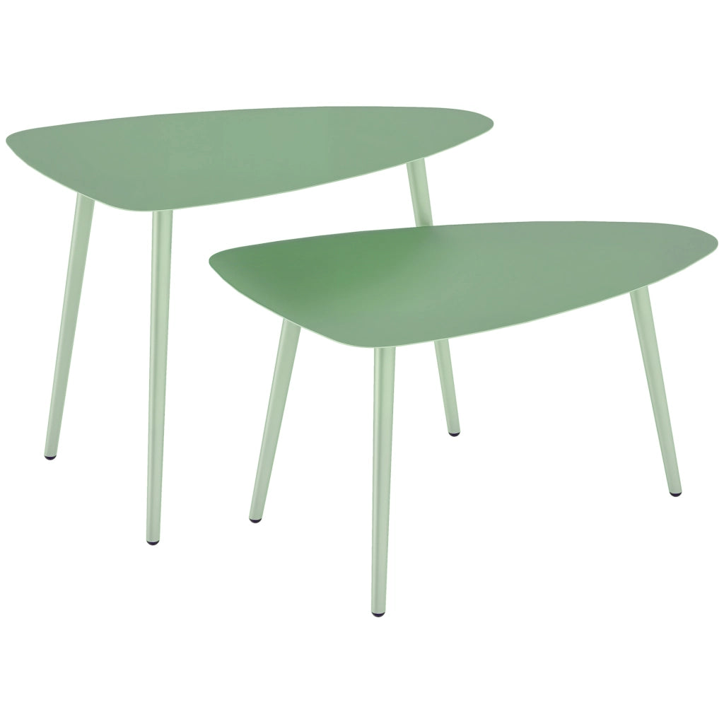 Tavolino da esterno triangolare ¨C zephmum ¨C verde chiaro, metallo, a incastro