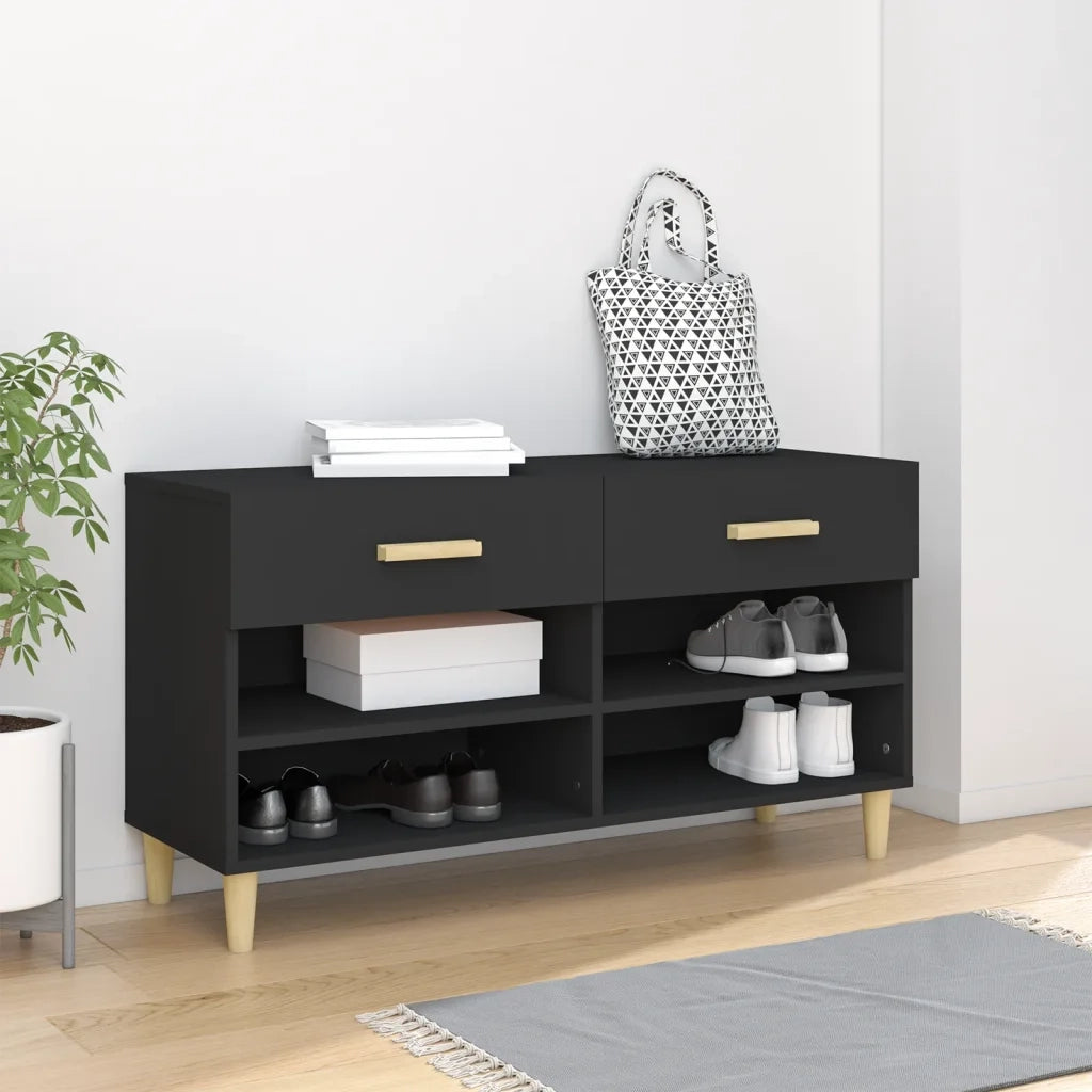 Scarpiera-Scaffale per scarpe Nera 102x35x55 cm in Legno Multistrato