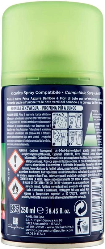 FELCE AZZURRA PROFUMATORE PER AMBIENTE AUTOMATICO RICARICA DA 250 ML BAMBOOE FIORI DI LOTO