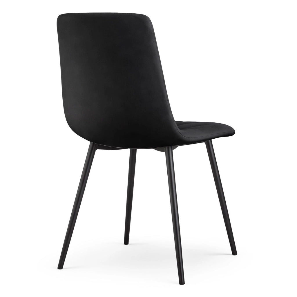 Set di 2 Sedie in velluto trapuntate LIVO Nero gambe nere