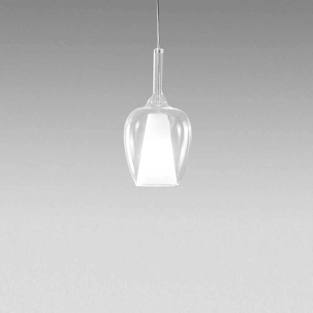 Ofelia S/10 Mini Lampada a sospensione in vetro borosilicato trasparente con portalampade E27, cavo 3 metri - Gea Luce