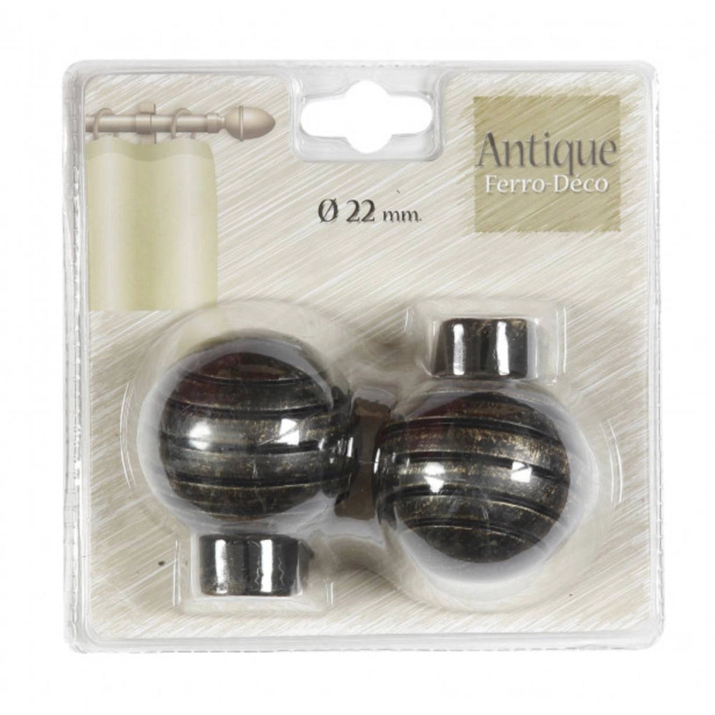 Finale bastone tenda sfera nero 2Pz