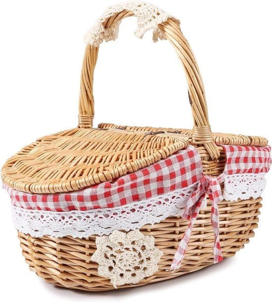 Borsa picnic - 35 x 26 x 15 cm - Con coperchio, manico e imbottitura - Ideale per famiglie, picnic, feste, campeggio - Borsa per spese