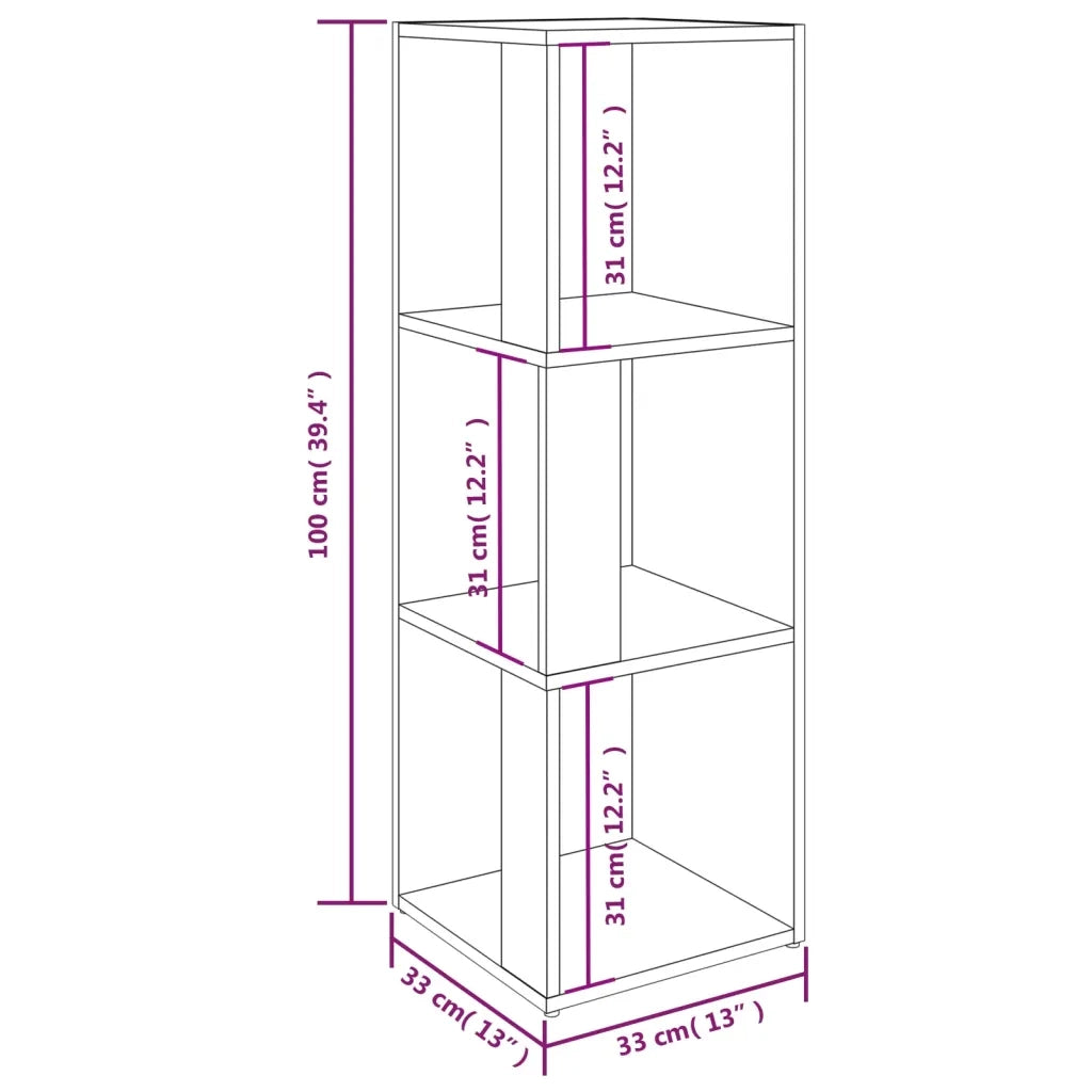 Scaffale Angolare Rovere Fumo 33x33x100 cm Legno Multistrato 825828