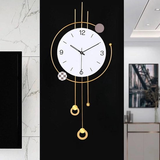 Orologio da Parete Grande per Decorazione di Casa Orologio Decorativo da Parete con Pendolo, Batterie, Silenzioso per Camera da Letto, Cucina, Ufficio, Casa, Orologi Unici, Decorazione da Parete 13*30 Pollici