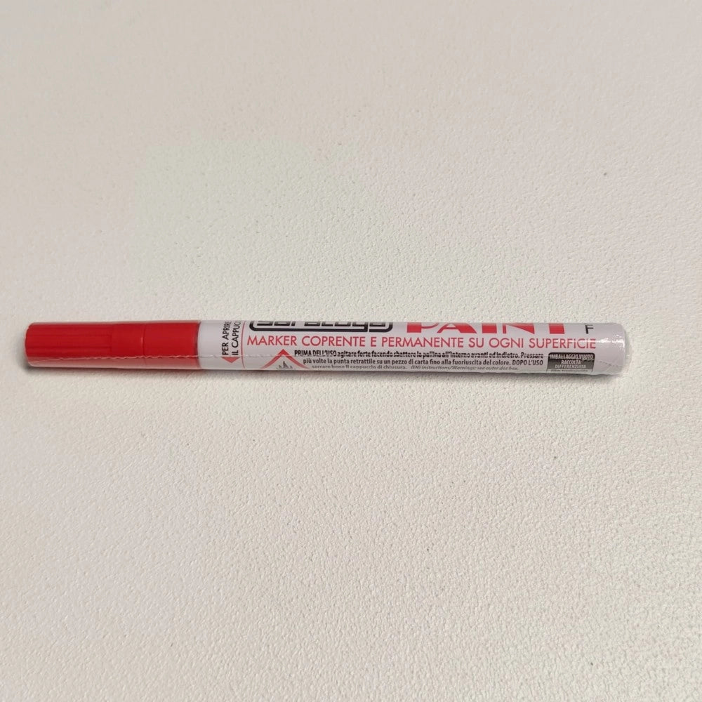 Paint pennarello colore rosso punta fine indelebile coprente permanente su ogni superficie