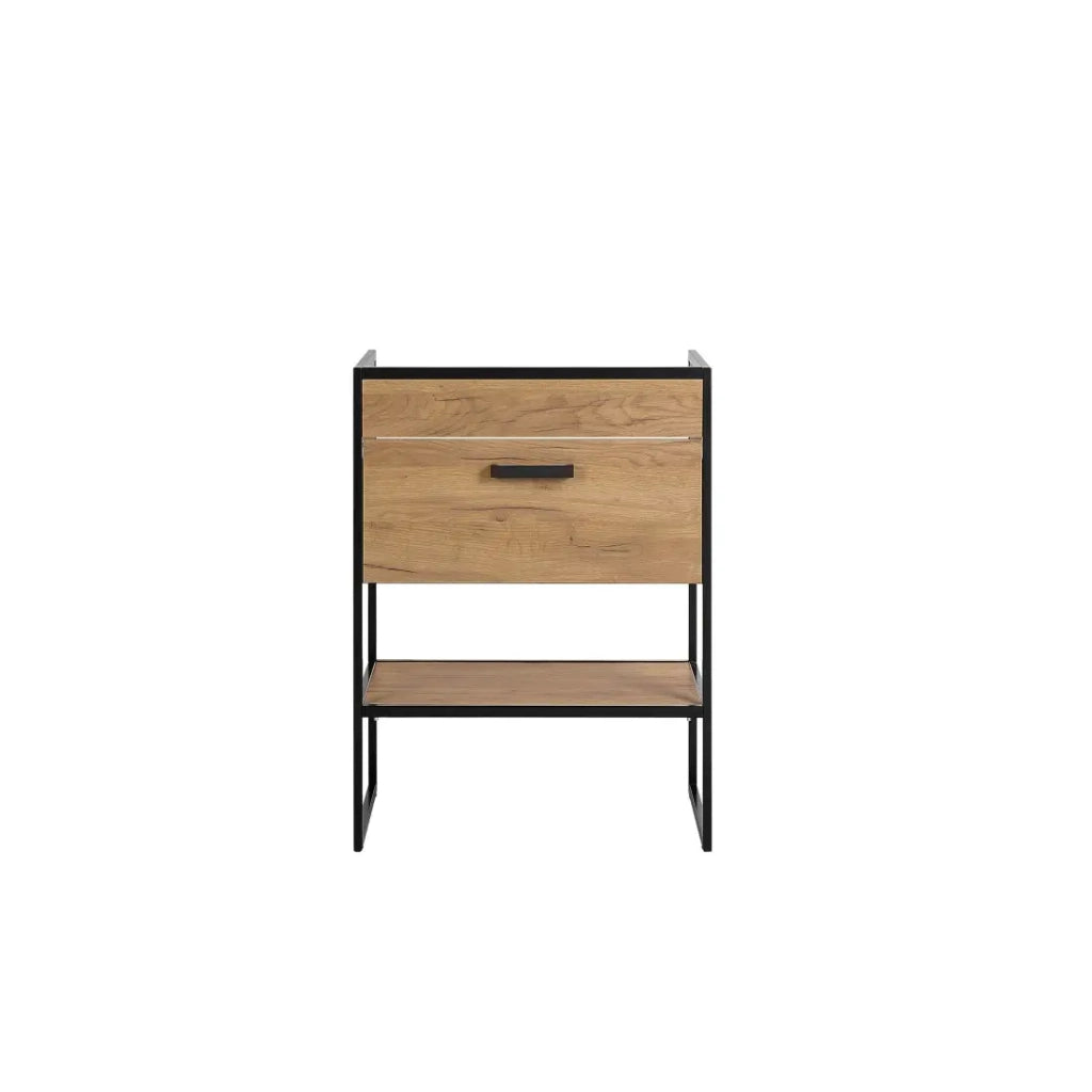 Mobile sottolavabo ONIL – 1 porta – Rovere chiaro e nero – Stile industriale – L60 cm