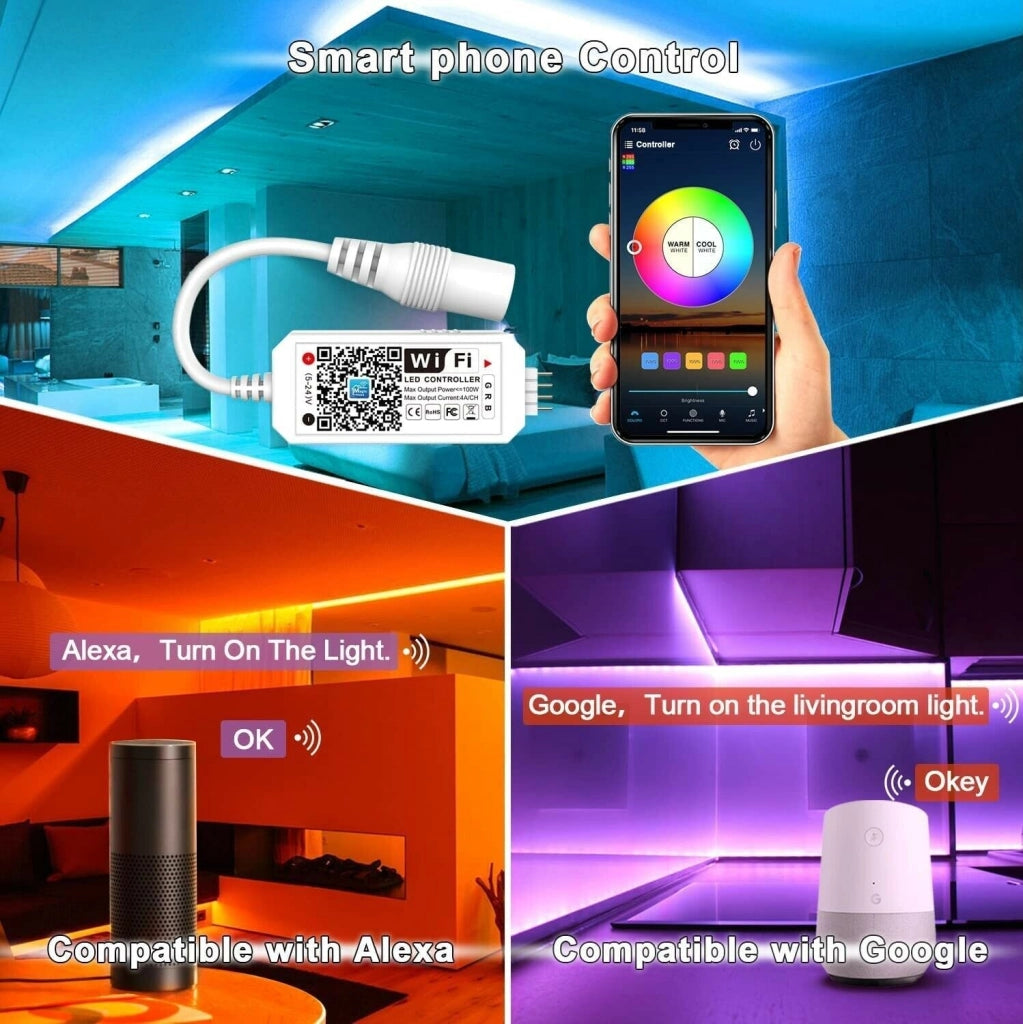 Universo Striscia LED RGB 4W/mt 12V IP65 - WIFI complatibile con Google e Alexa