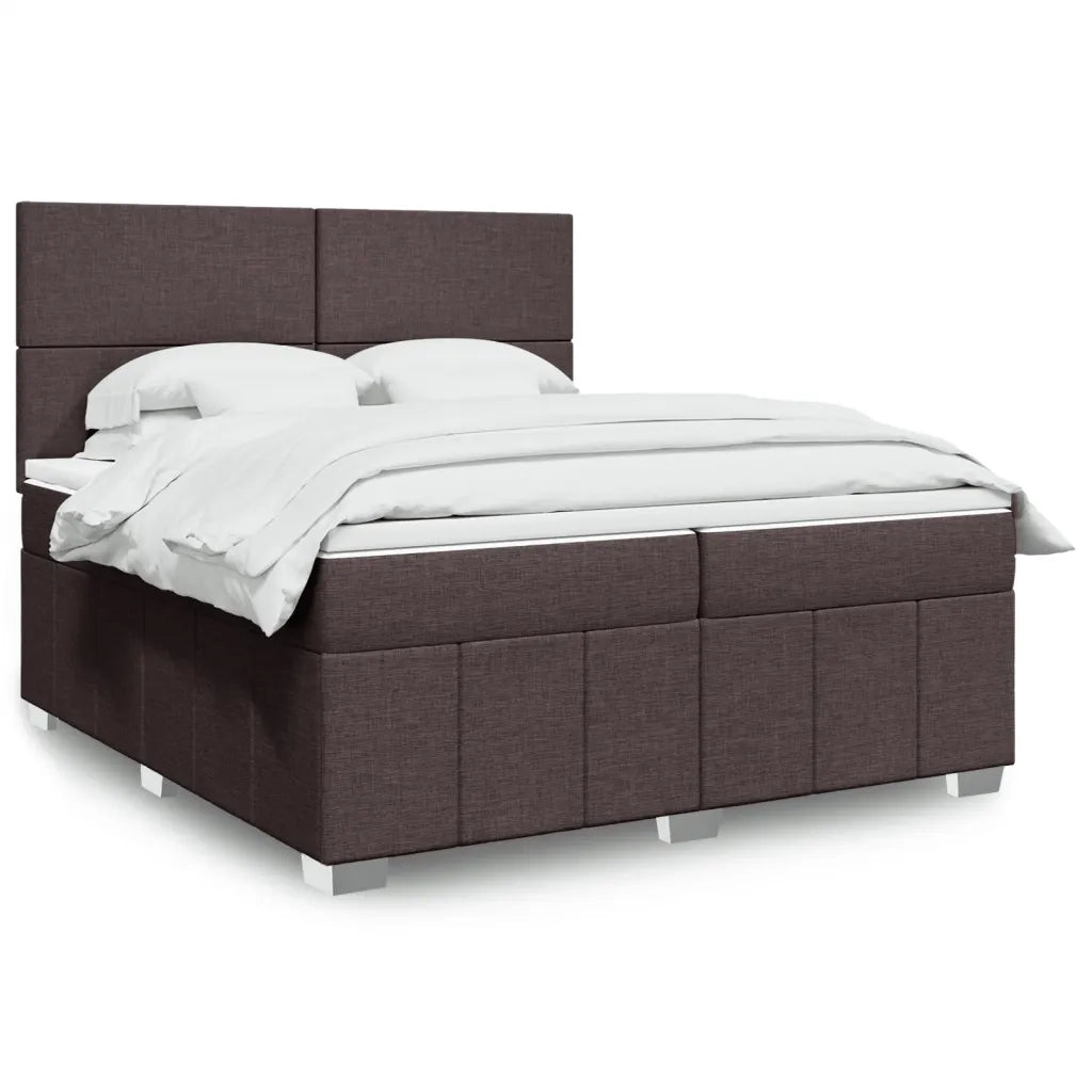 Giroletto a Molle con Materasso Marrone Scuro 200x200cm Tessuto 3294071