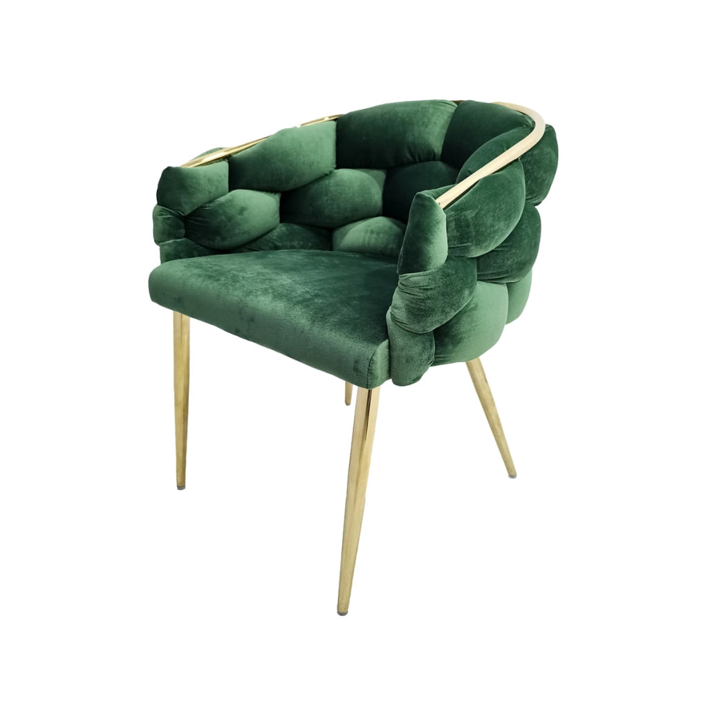 Set di 2 sedie Grace in velluto verde e oro