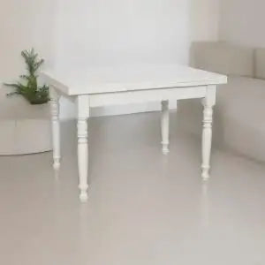 Tavolo allungabile da cucina Shabby chic bianco anticato con gambe tornite