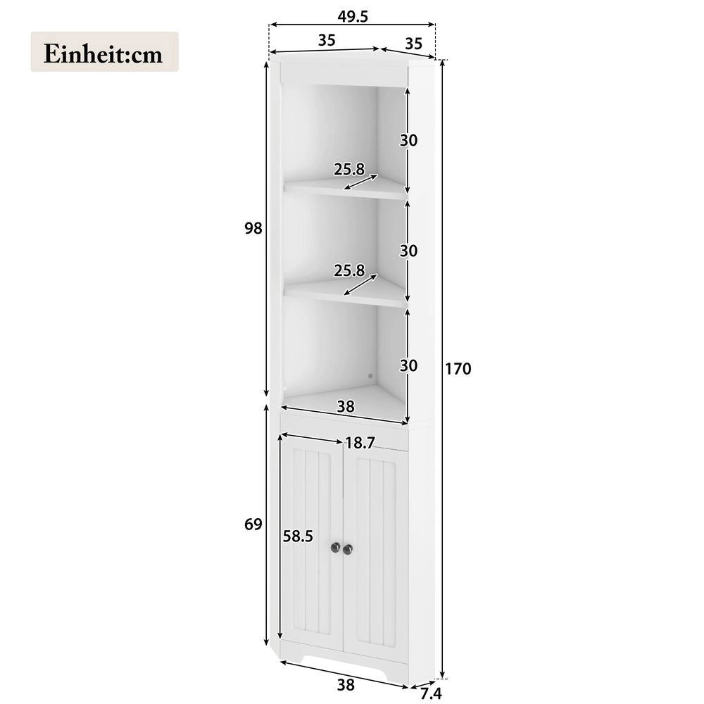 Armadio per bagno alto - Xylo - Bianco, tre scomparti, porte resistenti all'umidit??, scaffali scorrevoli