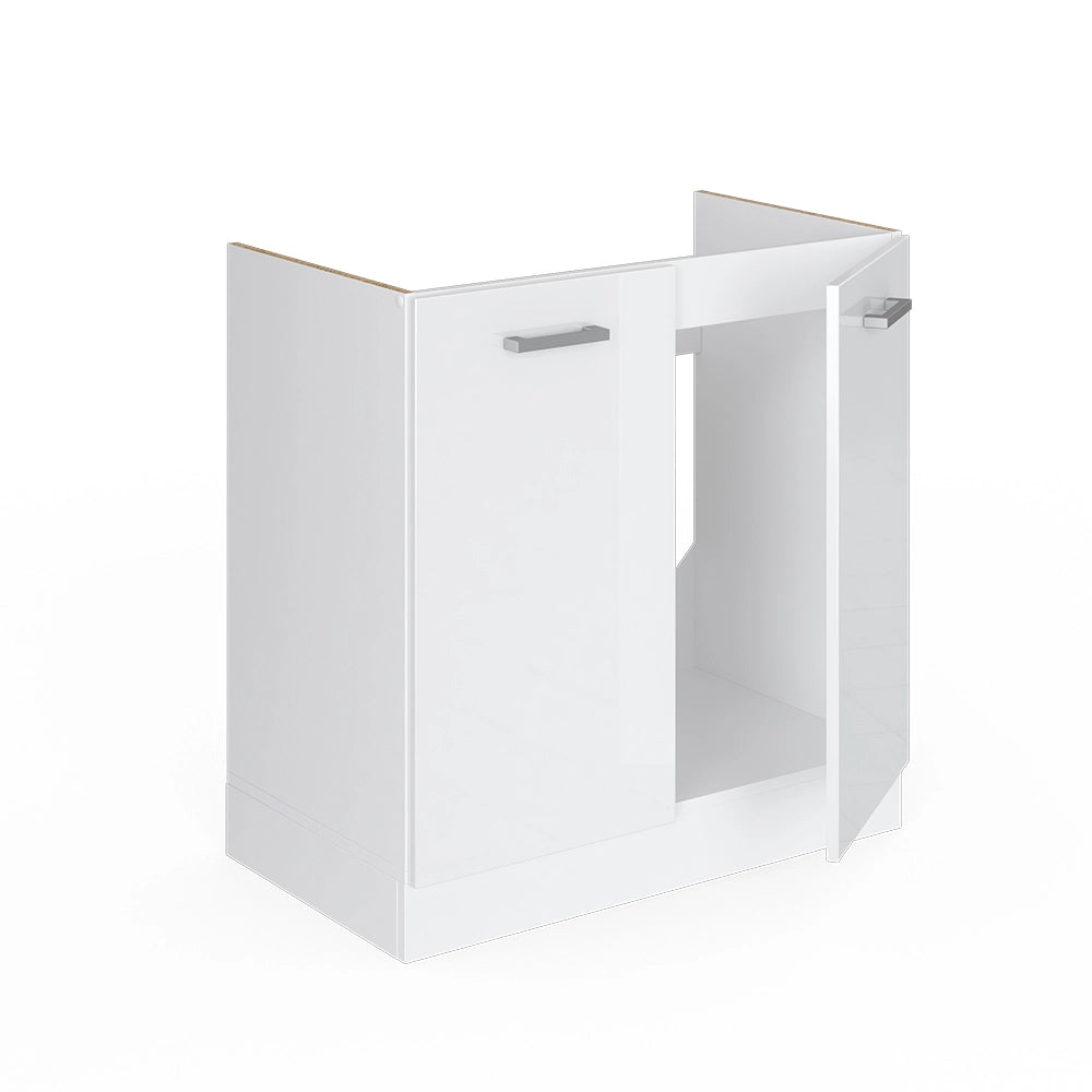 Mobile lavello cucina R-Line Bianco lucido/Bianco 80 cm senza piano di lavoro Vicco
