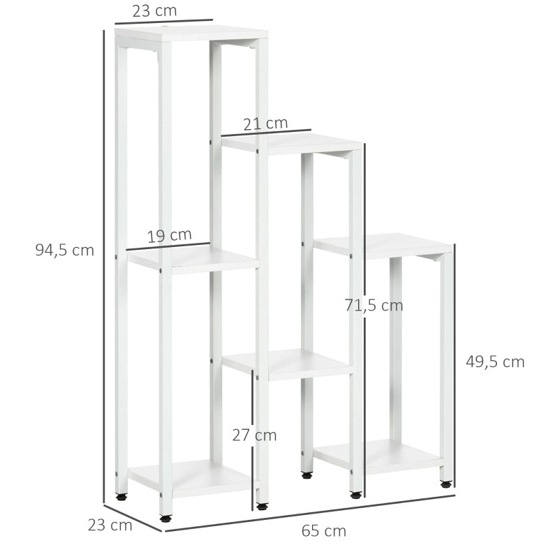 Scaffale portapiante bianco a 7 livelli in legno e acciaio