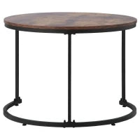 Set di 2 tavolini rotondi, tavolino impilabile con piano in MDF e struttura in acciaio, tavolo grande 50 x 70,5 cm, tavolo piccolo 45,5 x 44 cm, Marrone