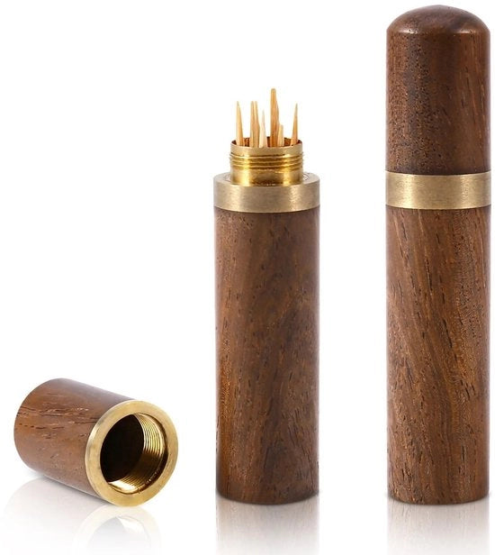 Oggetto di conservazione per spazzolini da denti mini - Materiale naturale legno - Portatile - Massimo 20 spazzolini da denti - Coperchio a viti - Artigianato sostenibile - Scatola per spazzolini da denti