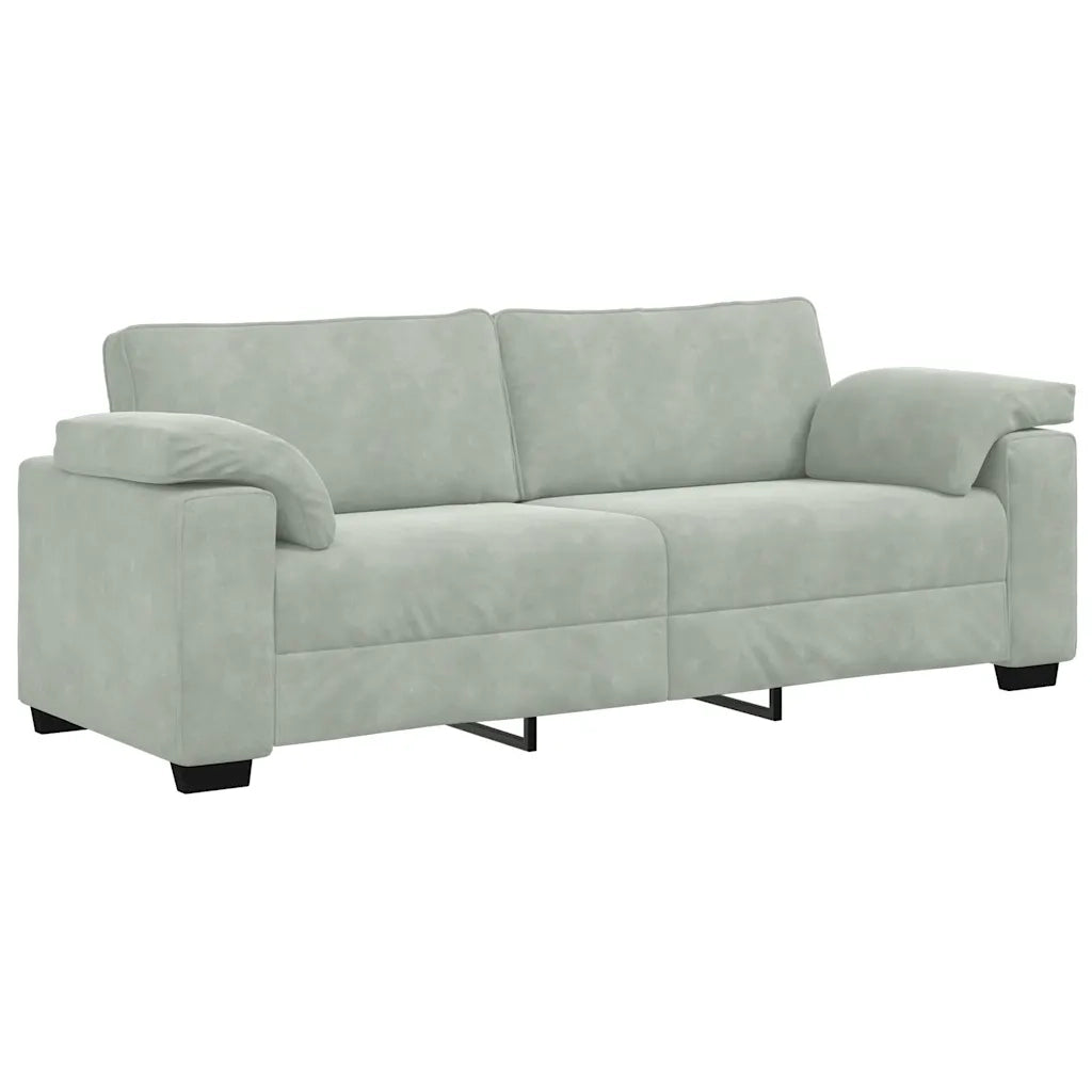 Set di Divani 3 pz con Cuscini Grigio Chiaro in Velluto