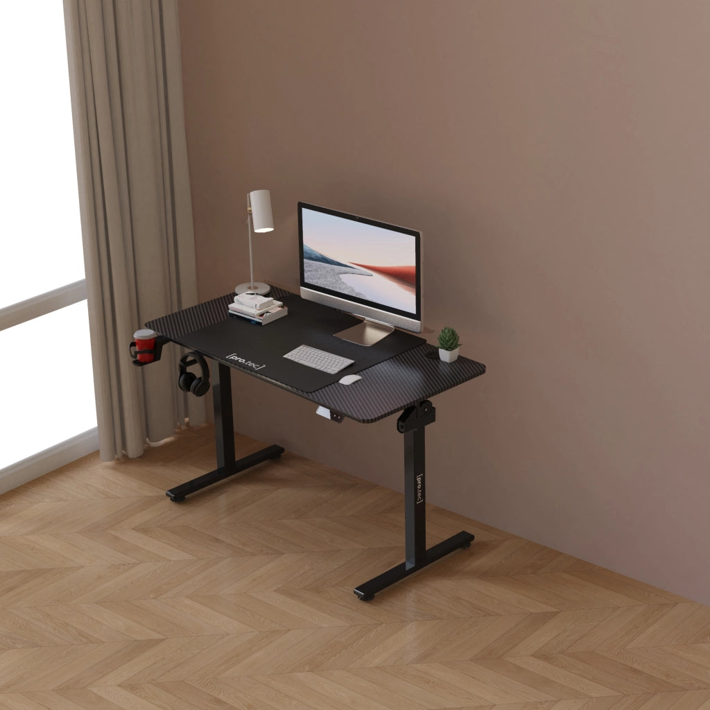 Scrivania 'Stryn' Regolabile in Altezza con Sollevamento Elettrico 120 x 60 Nero Carbone - pro.tec