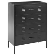 Armadio a 4 cassetti in metallo Nero in acciaio stile industriale per il soggiorno dell'home office