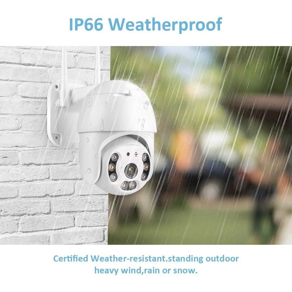 Trade Shop - Telecamera Wifi Dome Ptz Ip Camera Sorveglianza 1080p 2mp Audio Bidirezionale -