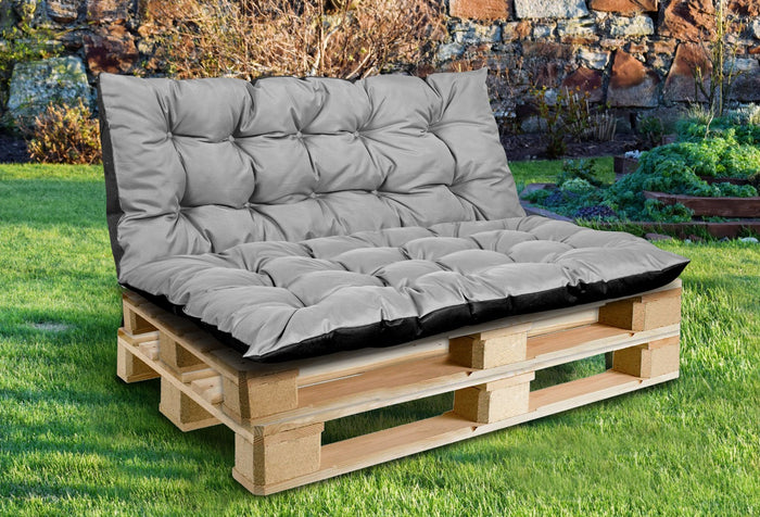 AIO FACTORY Cuscino da giardino impermeabile grigio 120x80 cm per panca in pallet