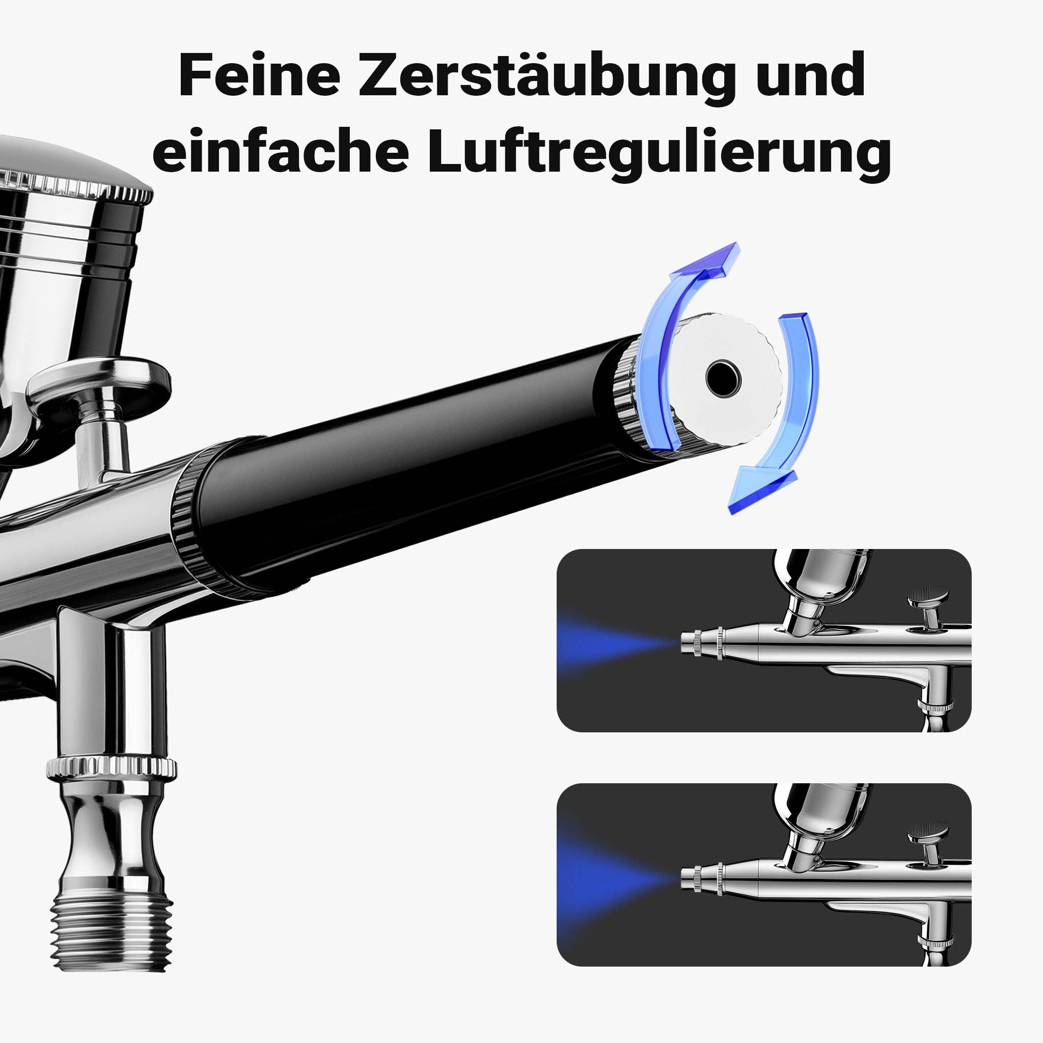 HS-A9K Set con compressore, pistola aerografo, ugelli e accessori, motore 12 V, pressione autostop 1,5 bar, per modellismo, tatuaggi, nail art, airbrush