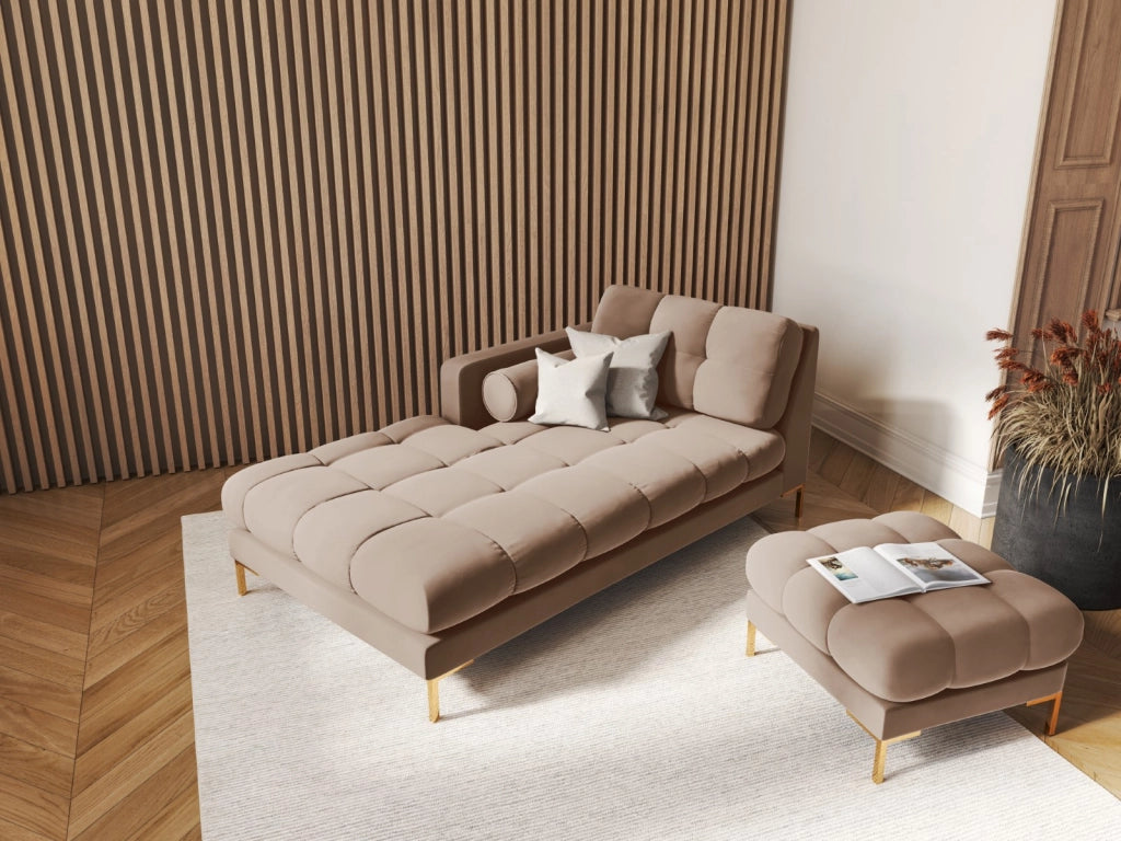 Cosmopolitan Design - Chaise longue sinistra "Bali" in velluto beige 