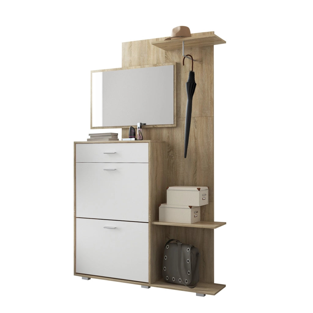 Verres, Mobile da Ingresso Specchio Incluso, 120x25x192h cm Marrone Rovere