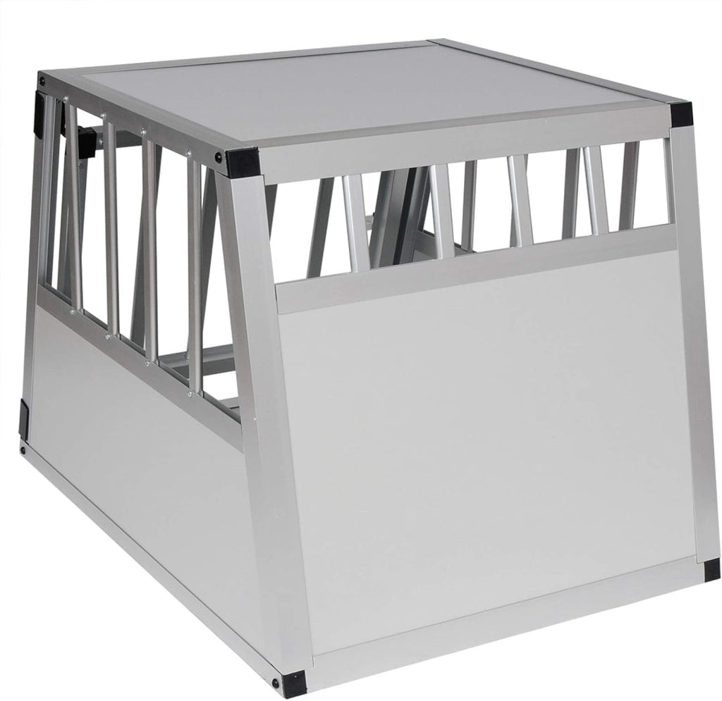 Trasportino Cane Auto, Trasportino Cani in Alluminio, Box da Cani Spazioso, Box Trasporto per Cane Auto con Chiusura Kennel per Canette per Trasporto Viaggio 54x69x51cm