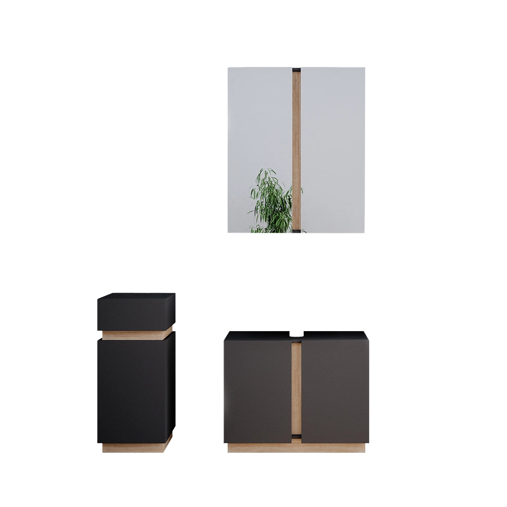 Vicco Set di mobili da bagno Antracite 3 parti, con mobile midi