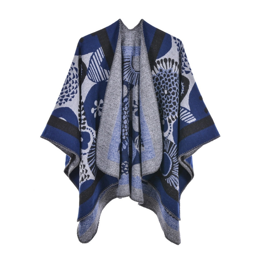 Sciarpa/stola da donna, elegante mantellina calda con spacco