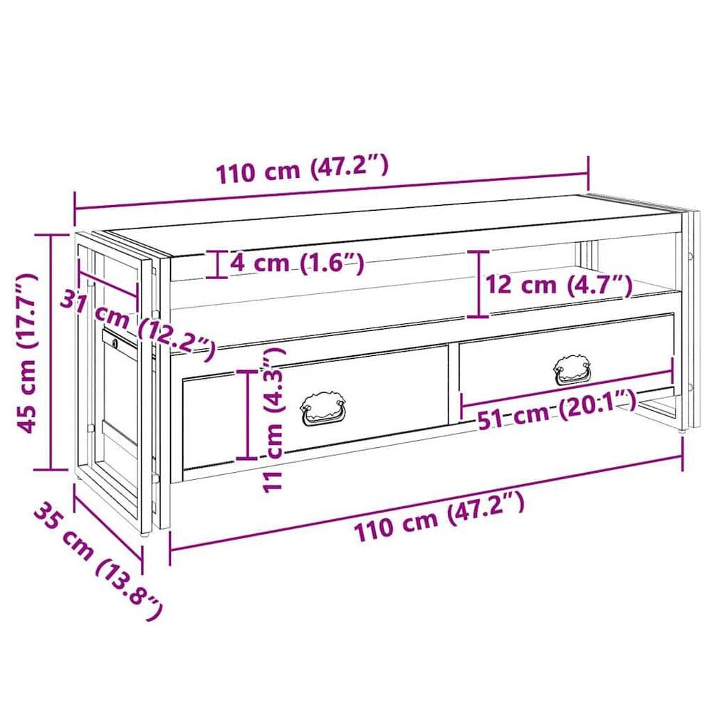TV Cabinet 120x35x45 Cm Solid Mango Wood