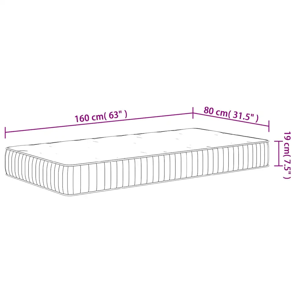 Materasso a Molle Insacchettate-Materasso per letto per Bambini Medio 80x160 cm