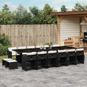 Set da Pranzo da Giardino 17 pz con Cuscini Nero in Polyrattan 3211182