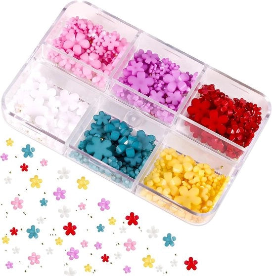 Nageli per fiore 3D colorati - Acril - 1000 pezzi - Sierade in proprio - Decorazioni con perle in argento e oro.