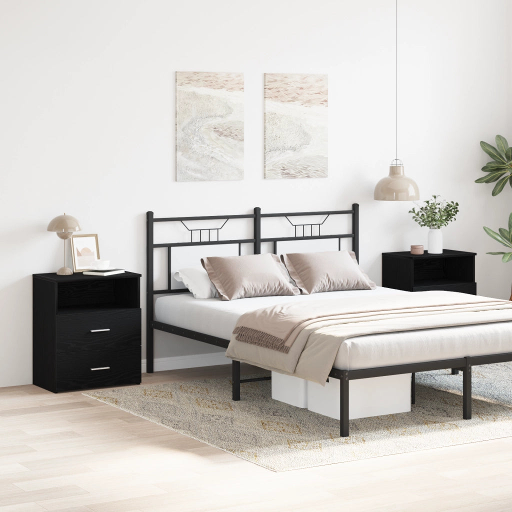 Comodini 2 pz Nero Rovere 50x32x60cm Legno ingegnerizzato