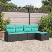 Set Divano da Giardino con cuscino 5 pcs Nero Poly Rattan 3360397