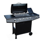 Barbecue a gas 4 bruciatori + 1 fuoco laterale, nero