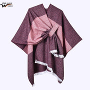 Sciarpa da donna, elegante mantello con cintura diagonale monocromatica