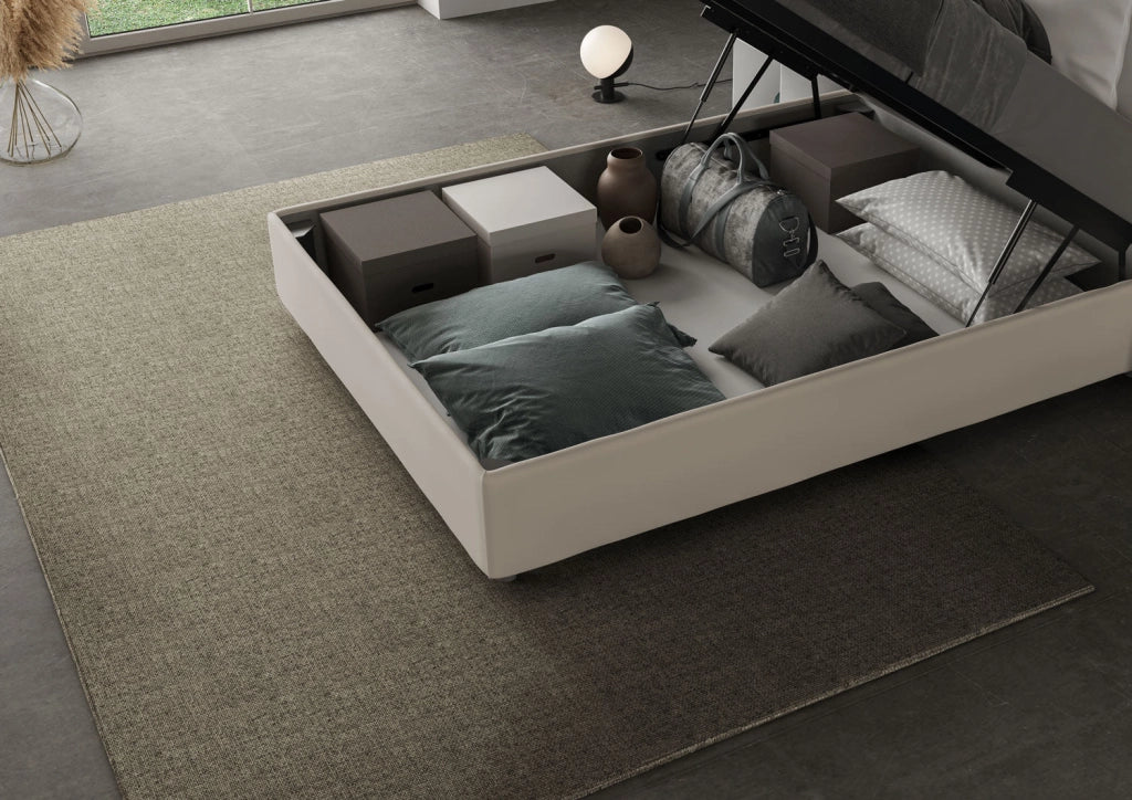 Letto una piazza e mezza con rete imbottito 120x200 similpelle bianco Azelia